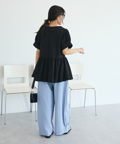 CRAFT STANDARD BOUTIQUE(クラフトスタンダードブティック)の「撥水 ペプラムチュニック(チュニック・レディース・ライトパープル/ブラック/ライトグリーン・FREE)」の10枚目の写真