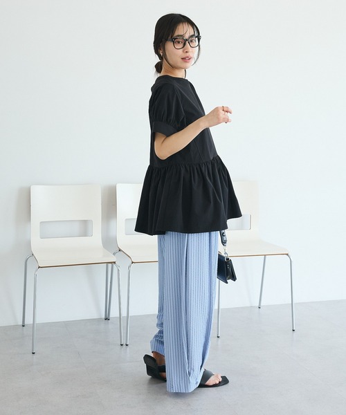 CRAFT STANDARD BOUTIQUE(クラフトスタンダードブティック)の「撥水 ペプラムチュニック(チュニック・レディース・ライトパープル/ブラック/ライトグリーン・FREE)」の11枚目の写真