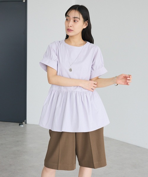 CRAFT STANDARD BOUTIQUE(クラフトスタンダードブティック)の「撥水 ペプラムチュニック(チュニック・レディース・ライトパープル/ブラック/ライトグリーン・FREE)」の22枚目の写真
