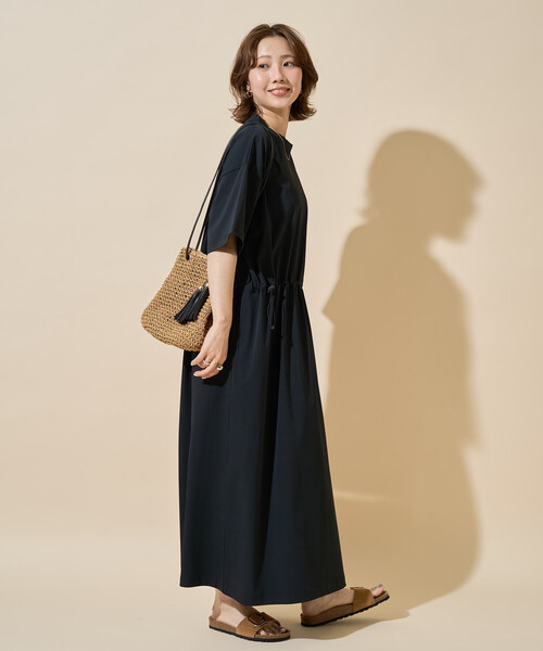 FREAK'S STORE(フリークスストア)の「限定展開 TAION × FREAK'S STORE/タイオン <UVカット・吸水速乾・接触冷感・抗菌・ストレッチ>別注 ドロー コード 半袖 ワンピース(ワンピース・レディース・ライトグレー/ブラック/インディゴブルー/ベージュ・フリ-)」の8枚目の写真