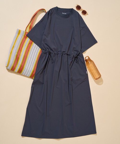 FREAK'S STORE(フリークスストア)の「限定展開 TAION × FREAK'S STORE/タイオン <UVカット・吸水速乾・接触冷感・抗菌・ストレッチ>別注 ドロー コード 半袖 ワンピース(ワンピース・レディース・ライトグレー/ブラック/インディゴブルー/ベージュ・フリ-)」の19枚目の写真