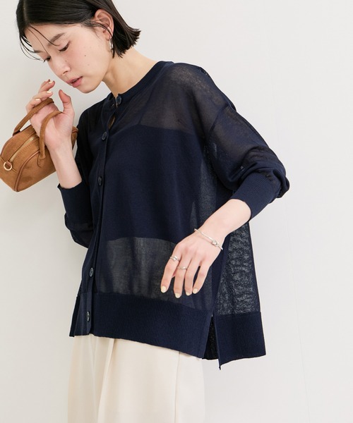 LE CERCLE par rope'(ルセルクルパーロペ)の「ボリュームシアーカーディガン(カーディガン/ボレロ・レディース・ピンク系その他2/ネイビー/オフホワイト・FREE)」の3枚目の写真