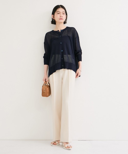 LE CERCLE par rope'(ルセルクルパーロペ)の「ボリュームシアーカーディガン(カーディガン/ボレロ・レディース・ピンク系その他2/ネイビー/オフホワイト・FREE)」の7枚目の写真