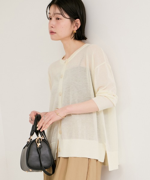 LE CERCLE par rope'(ルセルクルパーロペ)の「ボリュームシアーカーディガン(カーディガン/ボレロ・レディース・ピンク系その他2/ネイビー/オフホワイト・FREE)」の13枚目の写真