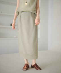 LAULEN | acetate blend sheer layered skirt / アセテートブレンドシアーレイヤードロングスカート(デニムスカート)