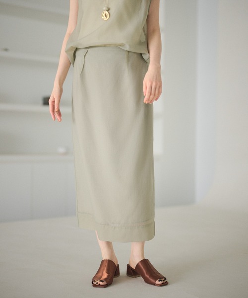 LAULEN(ローレン)の「acetate blend sheer layered skirt / アセテートブレンドシアーレイヤードロングスカート(スカート・レディース・アイボリー/ブラウン/ベージュ・M/S)」の3枚目の写真