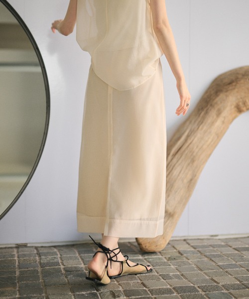 LAULEN(ローレン)の「acetate blend sheer layered skirt / アセテートブレンドシアーレイヤードロングスカート(スカート・レディース・アイボリー/ブラウン/ベージュ・M/S)」の6枚目の写真