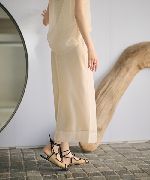 LAULEN(ローレン)の「acetate blend sheer layered skirt / アセテートブレンドシアーレイヤードロングスカート(スカート・レディース・アイボリー/ブラウン/ベージュ・M/S)」の7枚目の写真