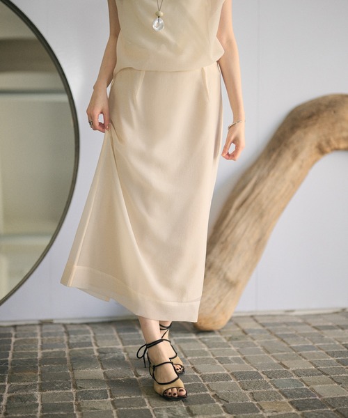 LAULEN(ローレン)の「acetate blend sheer layered skirt / アセテートブレンドシアーレイヤードロングスカート(スカート・レディース・アイボリー/ブラウン/ベージュ・M/S)」の8枚目の写真