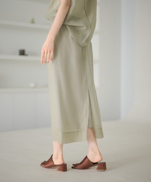 LAULEN(ローレン)の「acetate blend sheer layered skirt / アセテートブレンドシアーレイヤードロングスカート(スカート・レディース・アイボリー/ブラウン/ベージュ・M/S)」の13枚目の写真