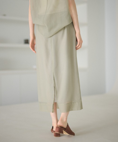 LAULEN(ローレン)の「acetate blend sheer layered skirt / アセテートブレンドシアーレイヤードロングスカート(スカート・レディース・アイボリー/ブラウン/ベージュ・M/S)」の14枚目の写真