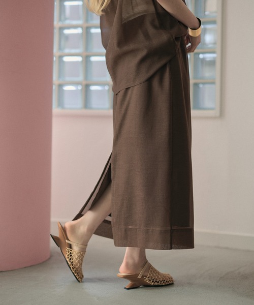 LAULEN(ローレン)の「acetate blend sheer layered skirt / アセテートブレンドシアーレイヤードロングスカート(スカート・レディース・アイボリー/ブラウン/ベージュ・M/S)」の19枚目の写真