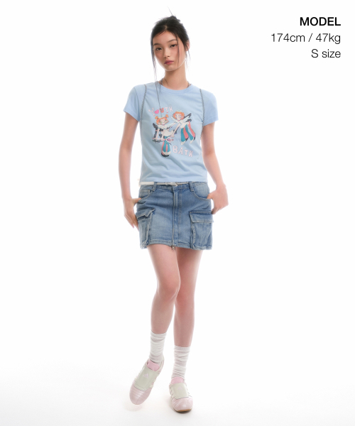 MUSINSA STANDARD WOMAN（ムシンサスタンダードウーマン）の「[ユースベース コラボ] ウィメンズ ツインガールズ Tシャツ [スカイブルー]（Tシャツ/カットソー・レディース・その他・SMALL/MEDIUM）」の2枚目の写真