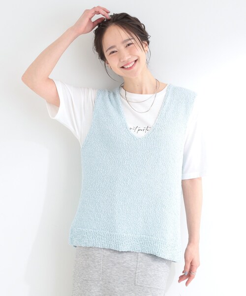 SHOO・LA・RUE(シューラルー)の「【2点セット/S-LL】ニットベスト&ロゴTシャツSET(その他トップス・レディース・ライトブルー/オフホワイト/ライトグレー・04/03/02/01)」の18枚目の写真