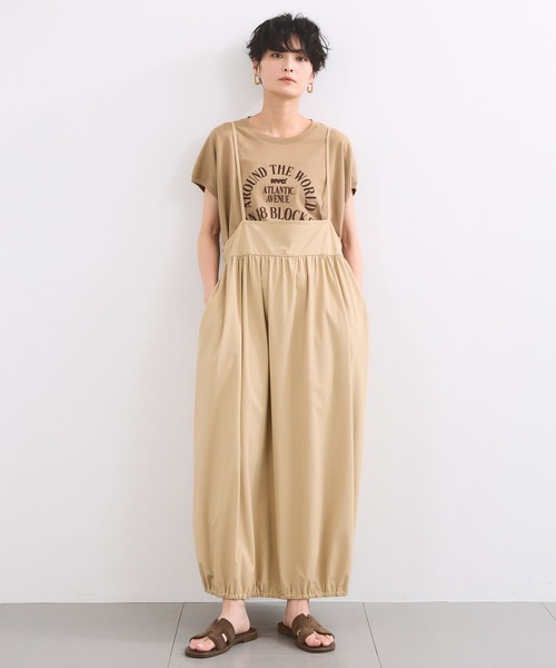 BARNYARDSTORM(バンヤードストーム)の「BARNYARDSTORM / 撥水サロペット風スカート【撥水】<セットアップ対応>(サロペット/オーバーオール・レディース・ベージュ/ブラック・S/M)」の2枚目の写真