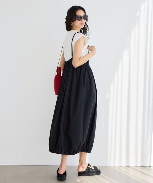 BARNYARDSTORM(バンヤードストーム)の「BARNYARDSTORM / 撥水サロペット風スカート【撥水】<セットアップ対応>(サロペット/オーバーオール・レディース・ベージュ/ブラック・S/M)」の4枚目の写真