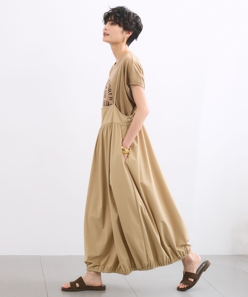 BARNYARDSTORM(バンヤードストーム)の「BARNYARDSTORM / 撥水サロペット風スカート【撥水】<セットアップ対応>(サロペット/オーバーオール・レディース・ベージュ/ブラック・S/M)」の6枚目の写真