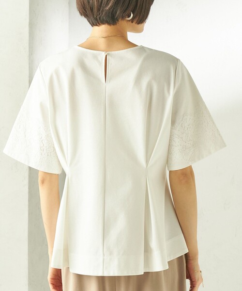 SHIPS(シップス)の「〈手洗い可能〉シルケット ポンチ レース コンビ プルオーバー(Tシャツ/カットソー・レディース・ブルー/ホワイト/ダークグレー・ONE SIZE)」の8枚目の写真