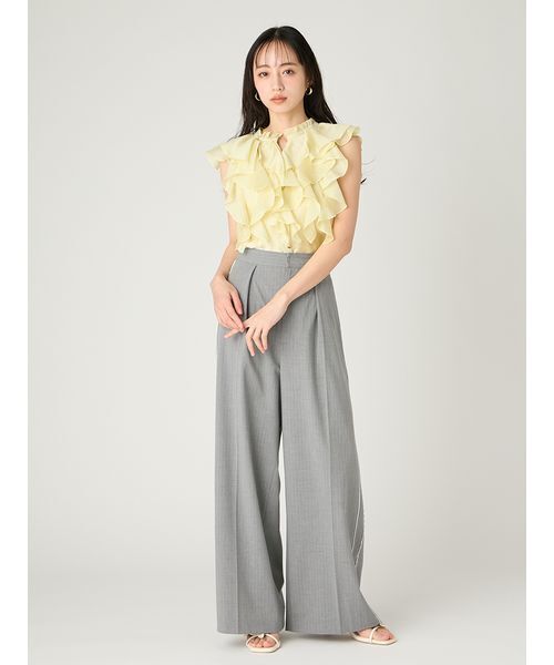 FRAY I.D（フレイアイディー）の「レースパイピングラインパンツ／防シワ（その他パンツ・レディース・ライトベージュ/グレー/ネイビー・0/1）」の19枚目の写真
