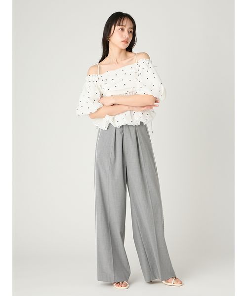 FRAY I.D（フレイアイディー）の「レースパイピングラインパンツ／防シワ（その他パンツ・レディース・ライトベージュ/グレー/ネイビー・0/1）」の15枚目の写真