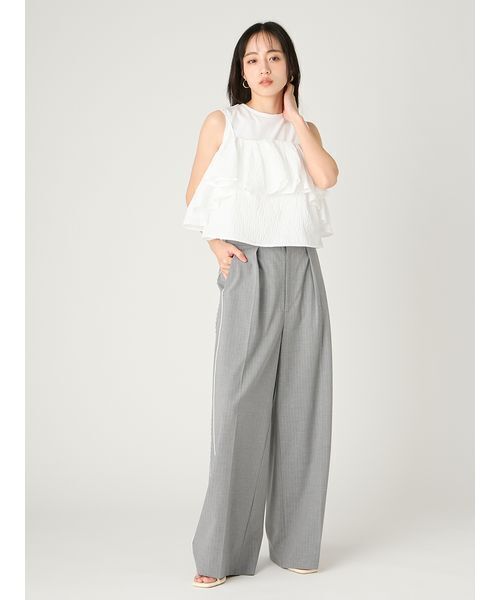 FRAY I.D（フレイアイディー）の「レースパイピングラインパンツ／防シワ（その他パンツ・レディース・ライトベージュ/グレー/ネイビー・0/1）」の11枚目の写真