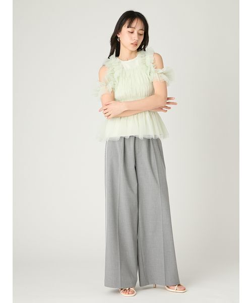 FRAY I.D（フレイアイディー）の「レースパイピングラインパンツ／防シワ（その他パンツ・レディース・ライトベージュ/グレー/ネイビー・0/1）」の9枚目の写真