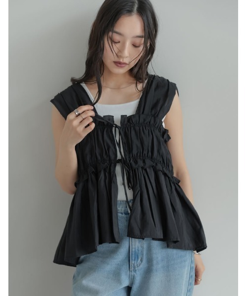 2026 SUMMER COLLECTION]ナイロンレーヨンワッシャーギャザーリボン