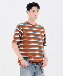 共用マルチストライプ半袖Tシャツ-FBRU5819D08