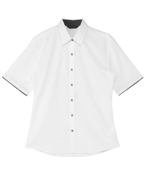 TOKYO SHIRTS(トウキョウシャツ)の「【吸水速乾】 形態安定ノンアイロン レギュラー 5分袖ビジネスワイシャツ(ビジネスシャツ・レディース・ホワイト・S/M/L/XL/LL)」の1枚目の写真