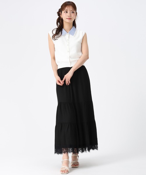 MISCH MASCH（ミッシュマッシュ）の「2026春夏新作 シャツ襟フレンチニット（ニット/セーター・レディース・ネイビー/ホワイト/ブルー・ﾌﾘ-）」の9枚目の写真