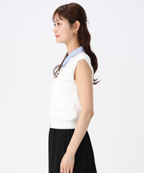 MISCH MASCH（ミッシュマッシュ）の「2026春夏新作 シャツ襟フレンチニット（ニット/セーター・レディース・ネイビー/ホワイト/ブルー・ﾌﾘ-）」の11枚目の写真