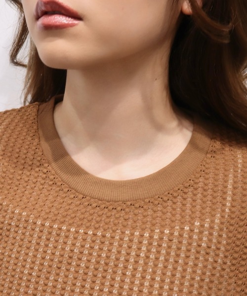 CECIL McBEE(セシルマクビー)の「クロシェ風レース半袖プルオーバー(ニット/セーター・レディース・アイボリー/ブラック/ブラウン・MEDIUM/LARGE)」の9枚目の写真