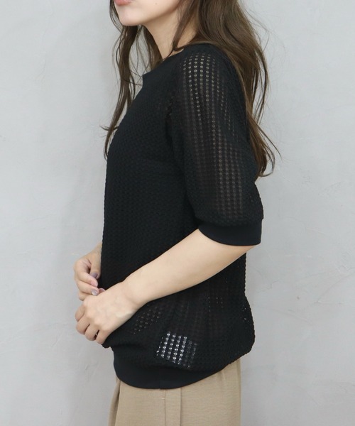 CECIL McBEE(セシルマクビー)の「クロシェ風レース半袖プルオーバー(ニット/セーター・レディース・アイボリー/ブラック/ブラウン・MEDIUM/LARGE)」の13枚目の写真
