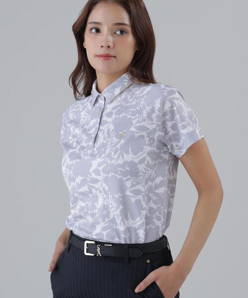 St ANDREWS(セントアンドリュース)の「【吸水速乾】COOLMAXシャドーボタニカルプリント半袖ポロシャツ (WOMENS)(ポロシャツ・レディース・ベージュ/ホワイト・M/S/L)」の3枚目の写真