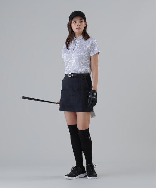 St ANDREWS(セントアンドリュース)の「【吸水速乾】COOLMAXシャドーボタニカルプリント半袖ポロシャツ (WOMENS)(ポロシャツ・レディース・ベージュ/ホワイト・M/S/L)」の4枚目の写真