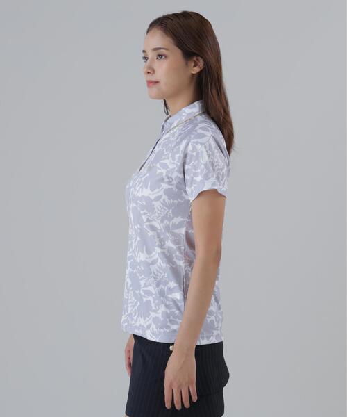St ANDREWS(セントアンドリュース)の「【吸水速乾】COOLMAXシャドーボタニカルプリント半袖ポロシャツ (WOMENS)(ポロシャツ・レディース・ベージュ/ホワイト・M/S/L)」の6枚目の写真