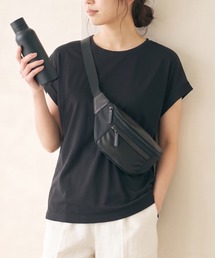 【接触冷感】綿モダール フレンチスリーブ クルーネック Tシャツ/カットソー