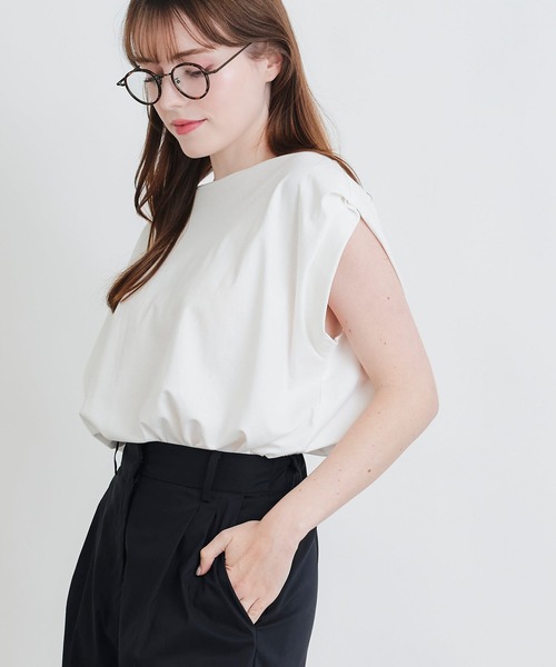 PICCIN(ピッチン)の「スムースノースリーブTシャツ(Tシャツ/カットソー・レディース・モカ/ブラック/オフホワイト・M)」の5枚目の写真