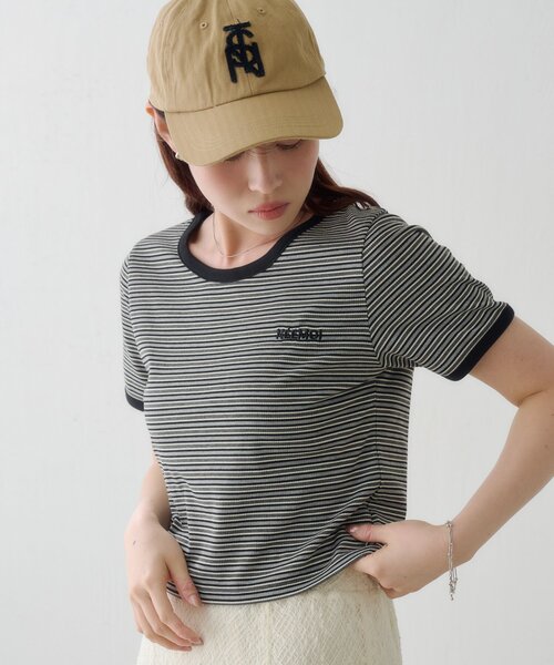 Kastane(カスタネ)の「ボーダー刺繍TEE(Tシャツ/カットソー・レディース・ブラック/ブルー/ブラウン・FREE)」の15枚目の写真