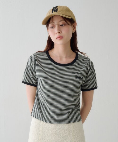 Kastane(カスタネ)の「ボーダー刺繍TEE(Tシャツ/カットソー・レディース・ブラック/ブルー/ブラウン・FREE)」の17枚目の写真