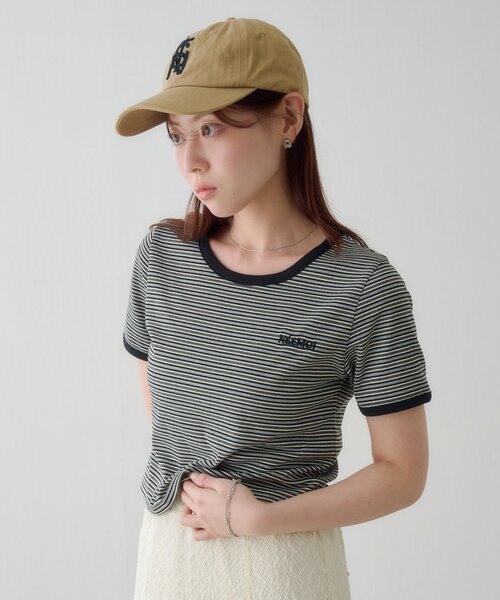 Kastane(カスタネ)の「ボーダー刺繍TEE(Tシャツ/カットソー・レディース・ブラック/ブルー/ブラウン・FREE)」の18枚目の写真