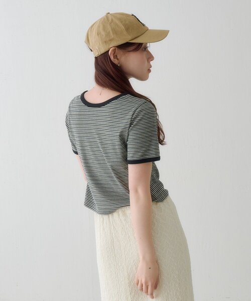 Kastane(カスタネ)の「ボーダー刺繍TEE(Tシャツ/カットソー・レディース・ブラック/ブルー/ブラウン・FREE)」の20枚目の写真