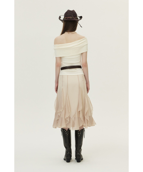 KUME（クメ）の「Pointelle Off Shoulder Top, Ivory（Tシャツ/カットソー・レディース・その他・SMALL/MEDIUM/LARGE）」の4枚目の写真