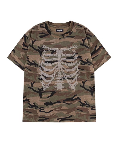 SUPPLIER(サプライヤー)の「SUPPLIER / サプライヤー Rhinestone Fire Bones Tee(Tシャツ/カットソー・メンズ・ブラック/カーキ・MEDIUM/LARGE)」の1枚目の写真