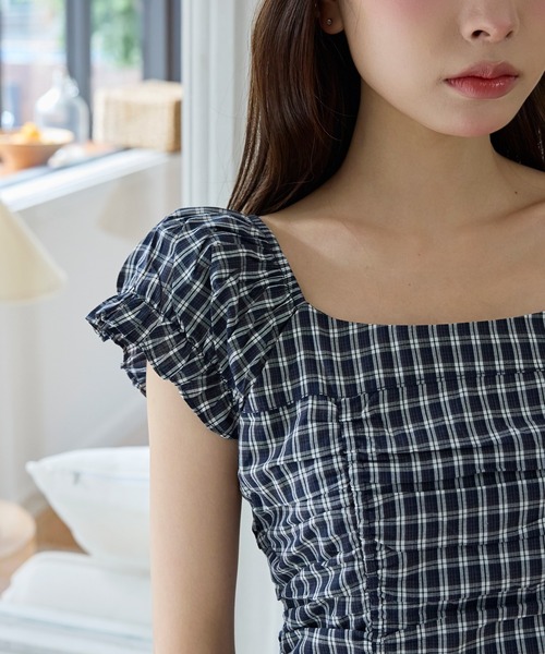 UNE MANSION(ユヌマンション)の「バルーンスカートシャーリングリボンレイヤードキャミソールワンピース(Tシャツ/カットソー・レディース・イエロー系その他/ホワイト/ブラック・FREE)」の9枚目の写真