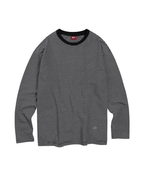 DESIRED(デシレッド)の「刺繍ストライプ長袖Tシャツ-FASK5103B03(Tシャツ/カットソー・レディース・ブラック・MEDIUM/LARGE/X-LARGE)」の1枚目の写真