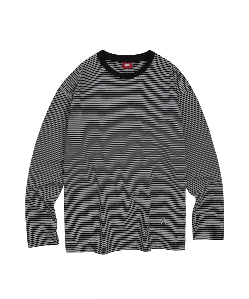 DESIRED(デシレッド)の「刺繍ストライプ長袖Tシャツ-FASK5103B03(Tシャツ/カットソー・レディース・ブラック・MEDIUM/LARGE/X-LARGE)」の2枚目の写真