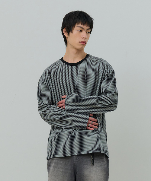 DESIRED(デシレッド)の「刺繍ストライプ長袖Tシャツ-FASK5103B03(Tシャツ/カットソー・レディース・ブラック・MEDIUM/LARGE/X-LARGE)」の3枚目の写真