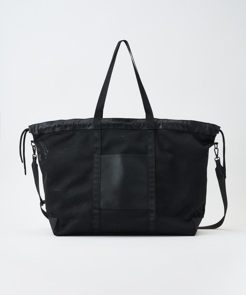 ADAM PATEK(アダムパテック)の「【ADAM PATEK】Leather trimmed mesh 2way big tote bag(トートバッグ・メンズ・ブラック・FREE)」の1枚目の写真