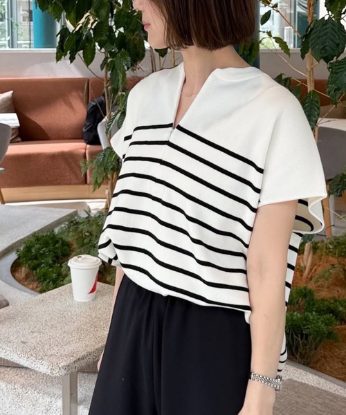 eM(エム)の「【サイズ展開あり】フロント2WAYニットトップス(ニット/セーター・レディース・グレー系その他2/グレー系その他/ホワイト系その他・LL/L/M)」の8枚目の写真